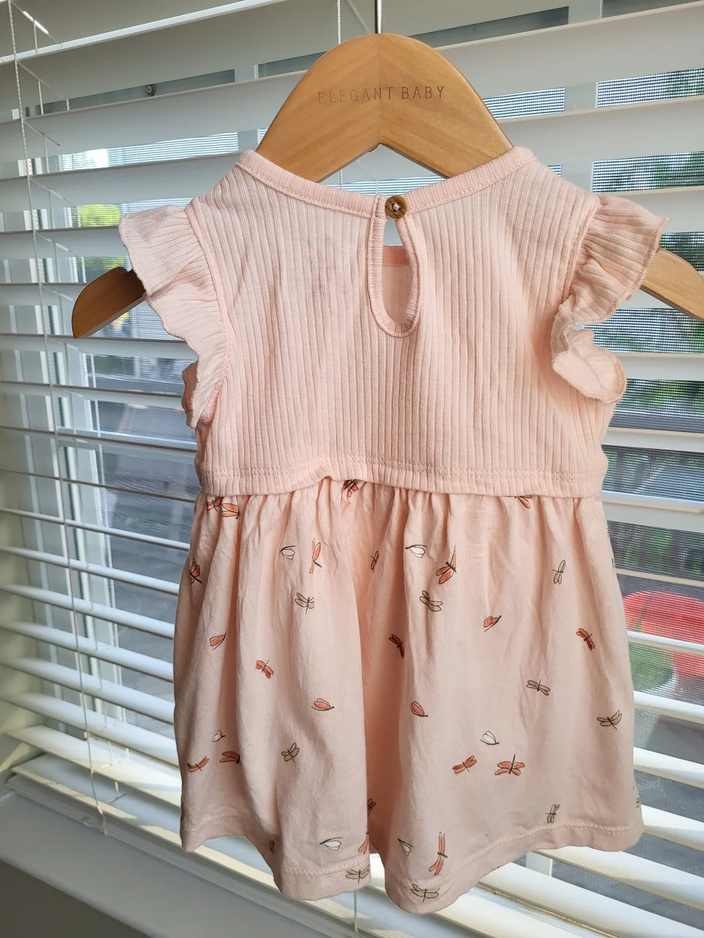 Carter's 6m Light Peach Flutter-Sleeve Dress with Dragonfly Motif